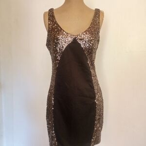 Black Label Sequin Mini Dress - Bronze and Black